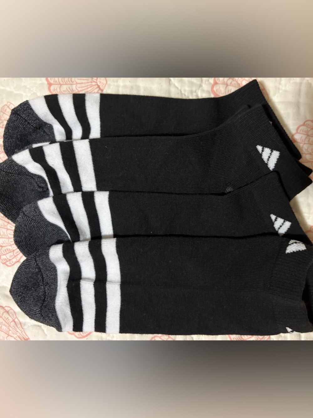 NWOT adidas Black Low-Cut Athletic Socks with White Stripe Accents 3 pack - Picture 2 of 3